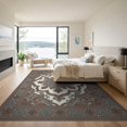 thumbnail image 3 of ODIKA 9'x12' Washable Area Rug Non-Shedding, Easy Care Beige Ornate Cream Interlocking Mirrored Traditional Entryway for Master Suite, California King, Under Bed, 3 of 7