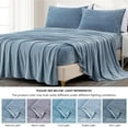 thumbnail image 5 of Chezmoi Collection Extra Soft Fleece Sheet Set Queen, 4-Piece Microplush Non-Pilling Velvety Bed Sheet, Deep Pocket - Lightweight All Season Warmth, Queen, Cool Blue, 5 of 9