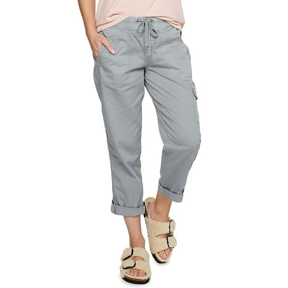 UKAP High Waist Capris Pants For Women Summer Straight Crop Pant Comfy Solid Color Beach Loose Pockets Trousers Pant Size S-3XL