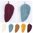 thumbnail image 3 of LAMIRO 11.8" Cotton Line Woven Leaf Shaped Tapestry Wall Decor,Soft Fine Workmanship Macrame Wall Hanging Feather Boho Chic Woven Leaf Tassels Ornament for Bedroom Living Room Apartment Porch, 3 of 7
