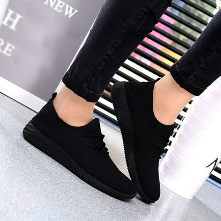 

Tangnade women shoes Women s Breathable Shallow Mouth Shoes Flying Woven Candy Color Student Net Shoe Black 37