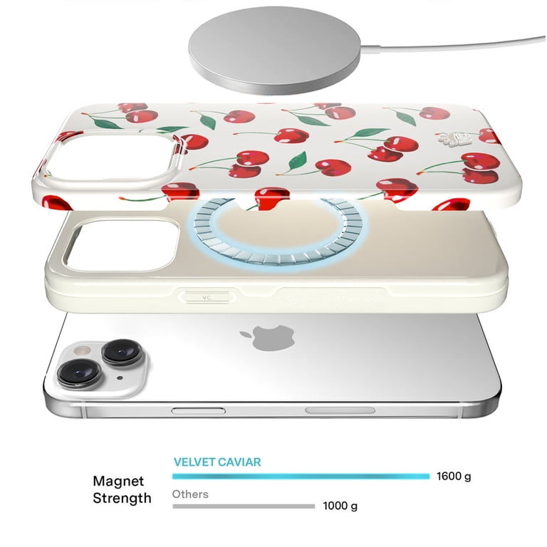 Velvet Caviar Back Cover Cell Phone Case for Apple iPhone 15 Plus, Mon Cheri Cherry
