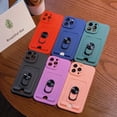 thumbnail image 2 of Cute Slim Wallet Case Compatible with iPhone 13 Pro Max, Soft Silicone Cases with Card Holder, 360° Rotation KickstandMatte Candy Color Protective Cover Back(Black), 2 of 13
