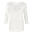thumbnail image 4 of Olyvenn Women's Casual 3/4 Sleeve T-Shirts Round Neck Cute Tunic Tops Basic Tees Blouses Loose Fit Pullover White XXL, 4 of 4