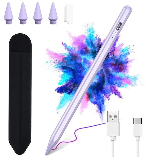 Lápiz capacitivo BQSS para iPad 11, 10 y 9 con Palm Rechazo, color morado