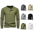 thumbnail image 2 of Qingpeng Men's Casual Crew Neck Shirts Long Sleeve 4 Button T Shirt Loose Fit Tees Soft Solid Tops, 2 of 5