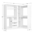 thumbnail image 2 of Homieasy Closet System with 2 Sets, 72'' Freestanding Closet Organizer with Corner, Wood Wardrobe Closet with Drawers and Hanging Rods, Heavy Duty Garment Rack for Closet/Bedroom, White, 2 of 8