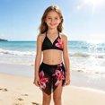 thumbnail image 2 of Girls 3 Piece Swimsuit Set Floral Print Backless Halter Neck Beach Swimwear Girls Bikini Swimsuits Size 7-16 Years, 2 of 6