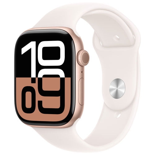 Open Box - Apple Watch Series 10 (GPS + Cellular) 46mm Rose Gold Aluminum Case with Light Blush Sport Band - Medium/Large