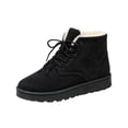 thumbnail image 2 of Women's Slip on Ankle Boots, Fall Winter Round Toe Lace Up Flat Warm Fleece Lined Cotton Boots with Breathable Upper and Non Slip Sole, Cozy Winter Footwear for Cold Weather Daily Wear, 2 of 6
