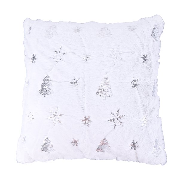 Funda Almohada Bordada Con Copos Nieve Y Navidad Suave para Habitación Color Rojo