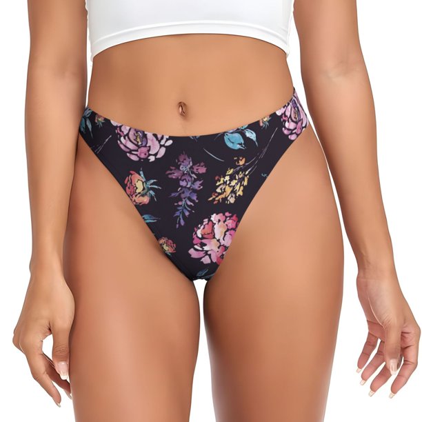 Balery Roses Flowers Tangas de Algodón para Mujer con Estampado – Ropa Interior Sexy, Transpirable, G-string-4X-Large