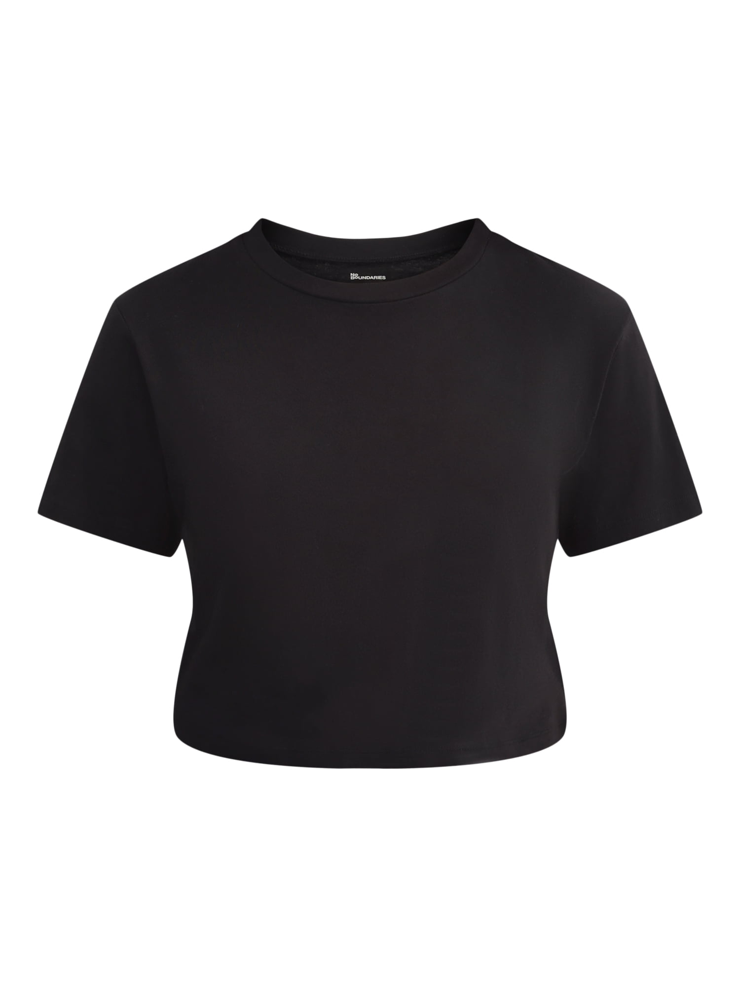 No Boundaries Women's Cropped Boxy Cotton T-Shirt Short Sleeve