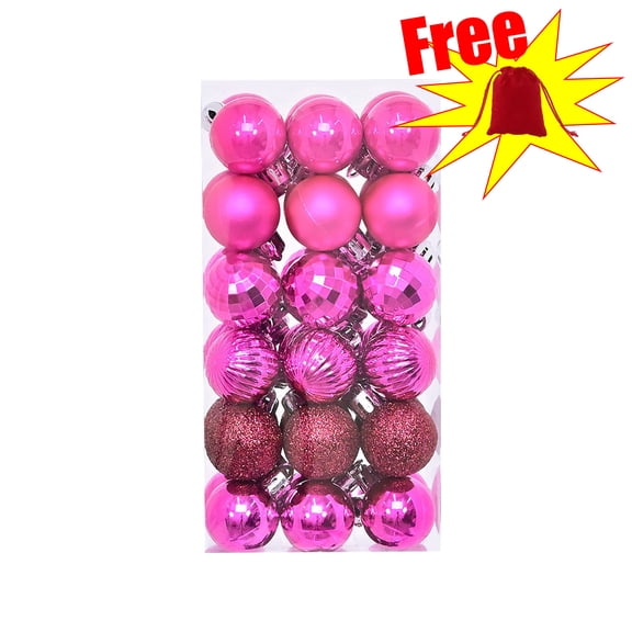 Neoargh 36 Pack 1.18‑Inch Hanging Christmas Baubles Set, Plastic Ornaments for Xmas Tree Decor, Watermelon Red