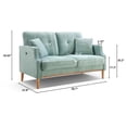 thumbnail image 4 of Loveseat With Waterproof Fabric, 2 Seater Sofa with USB Charge Port, 2 Pillows, Wood Legs for Primary Living Space, Bed Room, Office, Baby Blue, 4 of 7