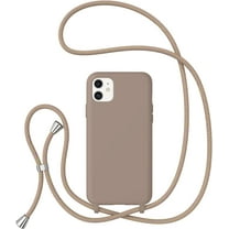 Crossbody Case for iPhone 11,iPhone 11 with Lanyard Strap Protective Case Adjustable Neck Rope Liquid Silicone Soft Cover for iPhone 11 6.1 Inch,Brown