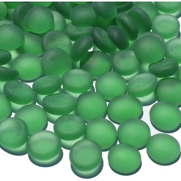 QYGL Gemmes de Verre de Mer - 0,9 Lb Billes de Verre Plat Givré Vert, Pierres Décoratives Plates pour Remplisseurs de Vase, Roches d'Aquarium, Fournitures Florales, Dispersion de Table, Mosaïques Artisanales et Ornements de Bricolage