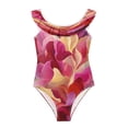 thumbnail image 3 of Girls Ruffle One Piece Swimsuit, Stretchy Fabric for Beach & Pool Activities An Acrylic Painting, 3 of 8