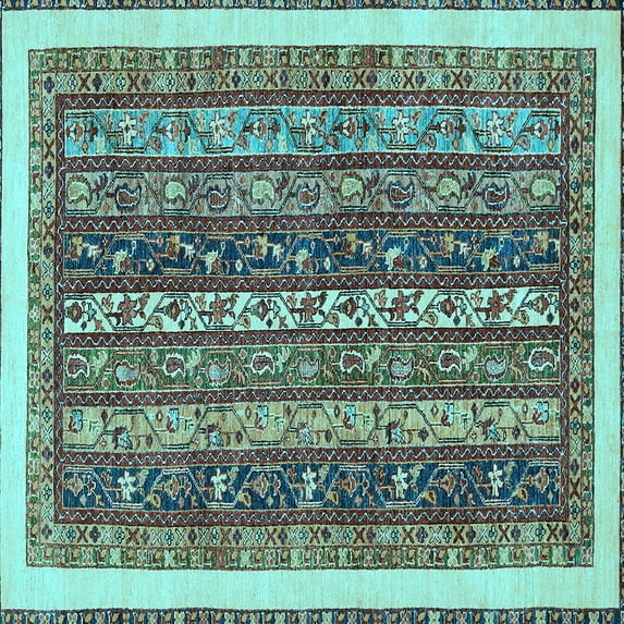 Ahgly Company Indoor Square Abstract Light Blue Modern Area Rugs, 5' Square