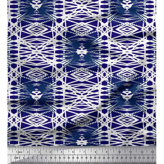Soimoi Cotton Poplin Fabric Check & Geometric Print Sewing Fabric Yard 56 Inch Wide