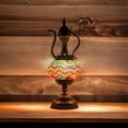 thumbnail image 3 of SILVERFEVER Mosaic Turkish Teapot Lamp Moroccan Glass for Table Desk Bedside Bronze Base Bundle with E12 Light Bulb Firebird Tail, 3 of 7