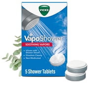 Vicks Vapo Shower Tablets, Menthol Scent Soothing Non-Medicated Shower Steamers, 5 Count