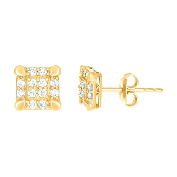10k Yellow Gold Womens Cubic Zirconia Square Stud Earrings 6.4x6.5mm Wide Stud Earring for Women