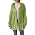 thumbnail image 2 of Gamivast Fleece Jacket Women Hooded Oversized Button up Long Sleeve Winter Coats Warm Fuzzy Cardigan Sweaters Trendy Side Split Outerwear with Pockets Cold Weather Jackets, 2 of 6