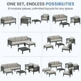 thumbnail image 5 of SERWALL HDPE 8 Pieces Patio Furniture Set, All-Weather Outdoor Sectional Sofa Couch Set, Patio Conversation Set with Coffee Table, Ottomans & Cushions, Grey/Khaki, 5 of 10