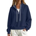 thumbnail image 4 of Horkkom Mock Neck Sweatshirt for Women Casual Trendy Drawstring Tops Quarter Zip Pullover Fall Sweatshirts S, 4 of 8