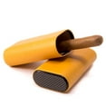 thumbnail image 2 of Black Leather with Ebony Wood Accent and Cedar Lined Three Cigar Travel Case QGM13366, 2 of 2