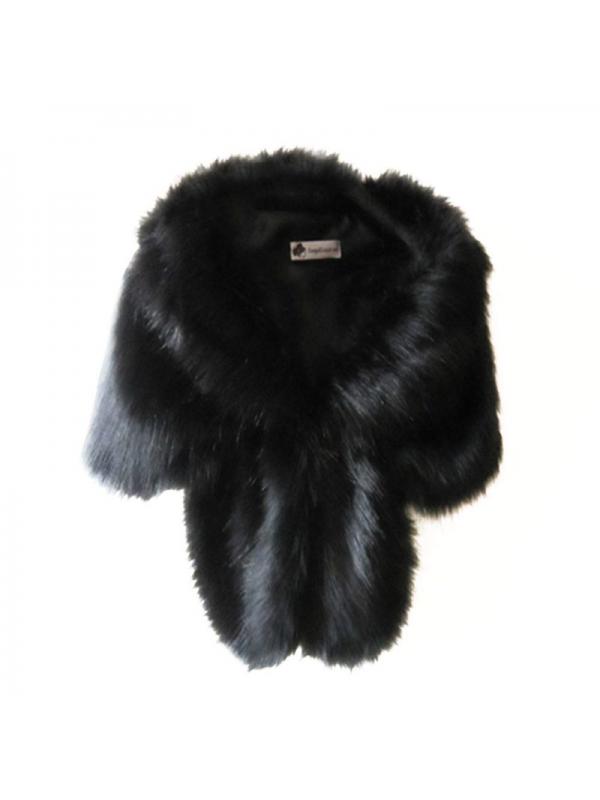 Faux Fur Shrug Black