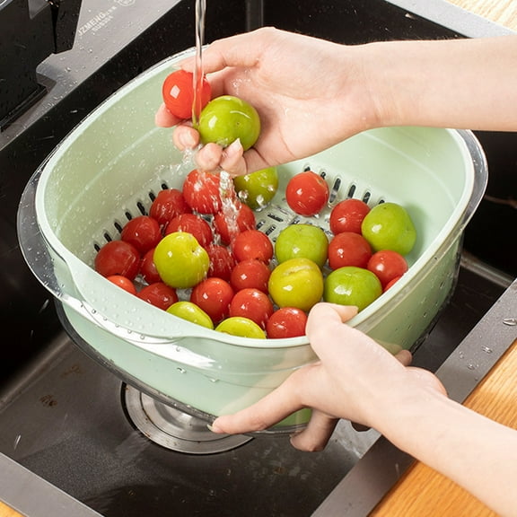 Ikohbadg Multi-Functional Fruit Cleaning Bowl, Kitchen Sink Strainer Drainer, Vegetable Washing Filter, Easy Use Food Catcher and Colander for Kitchen
