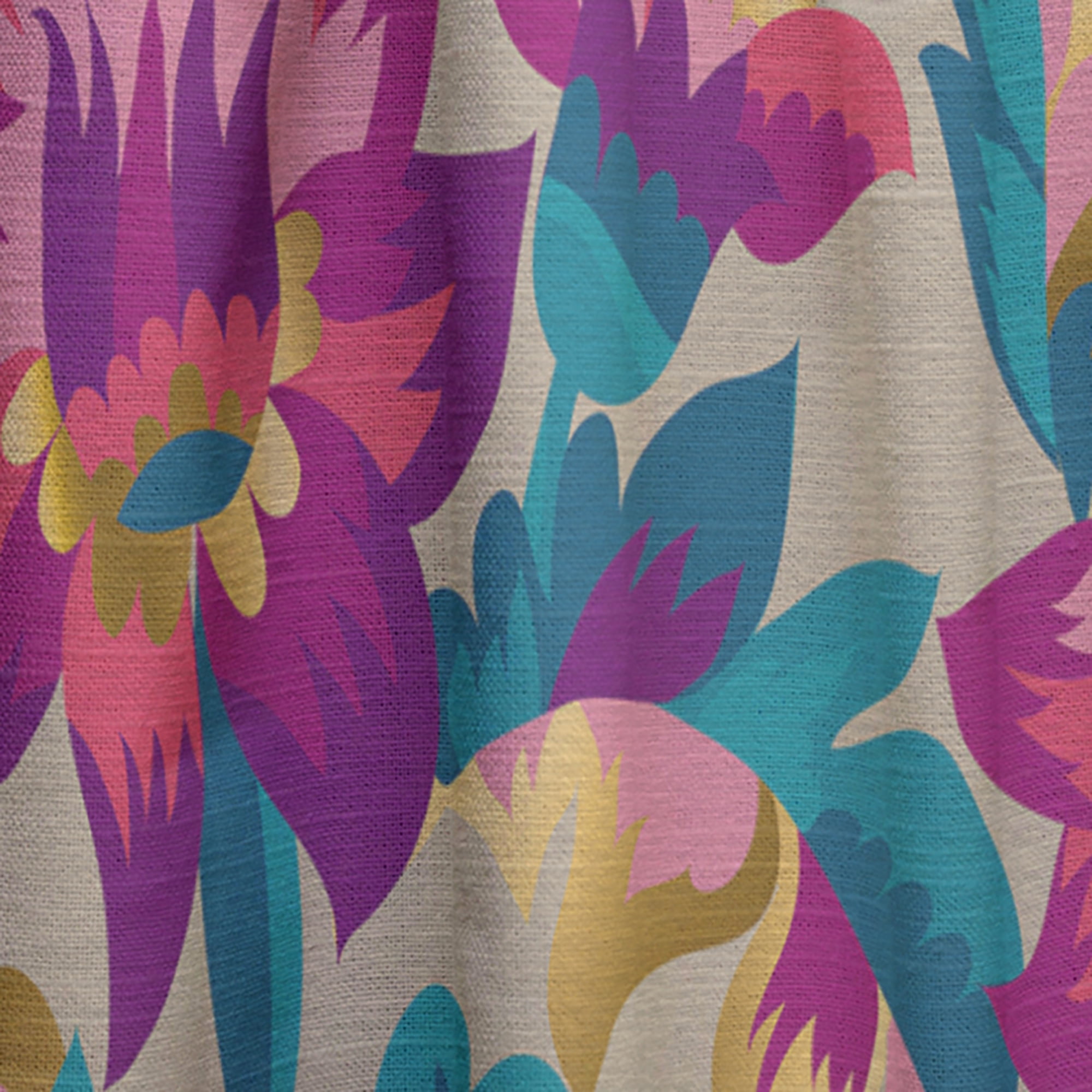 Designart 'Elegant blossom Retro pattern' Mid-Century Modern Curtain Panel