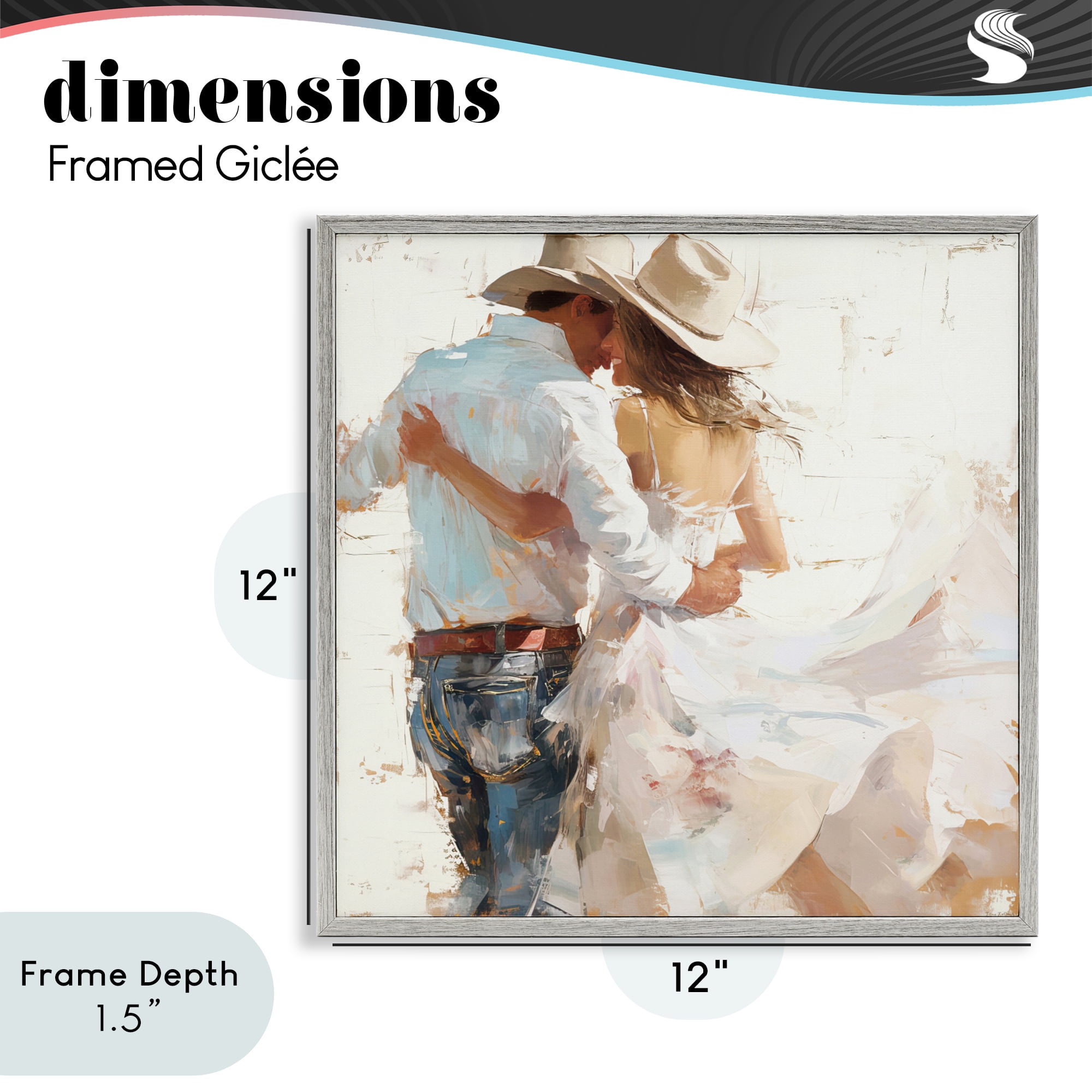 Stupell Industries Cowgirl Romance Couple Gray Framed Giclee Art, design by Tina LeCour