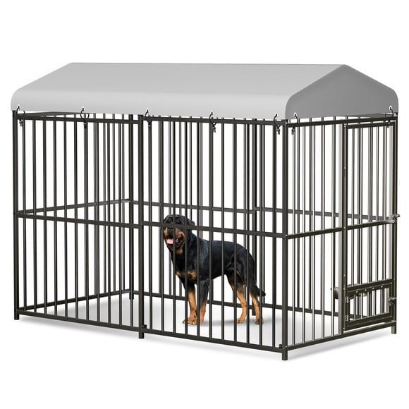 "Dog House - Heavy-Duty Outdoor Kennel 8x4x6FT - Secure Lock & Waterproof UV-Resistant Roof - Spacious Metal Enclosure for Large Dogs - Garden/Backyard Use"