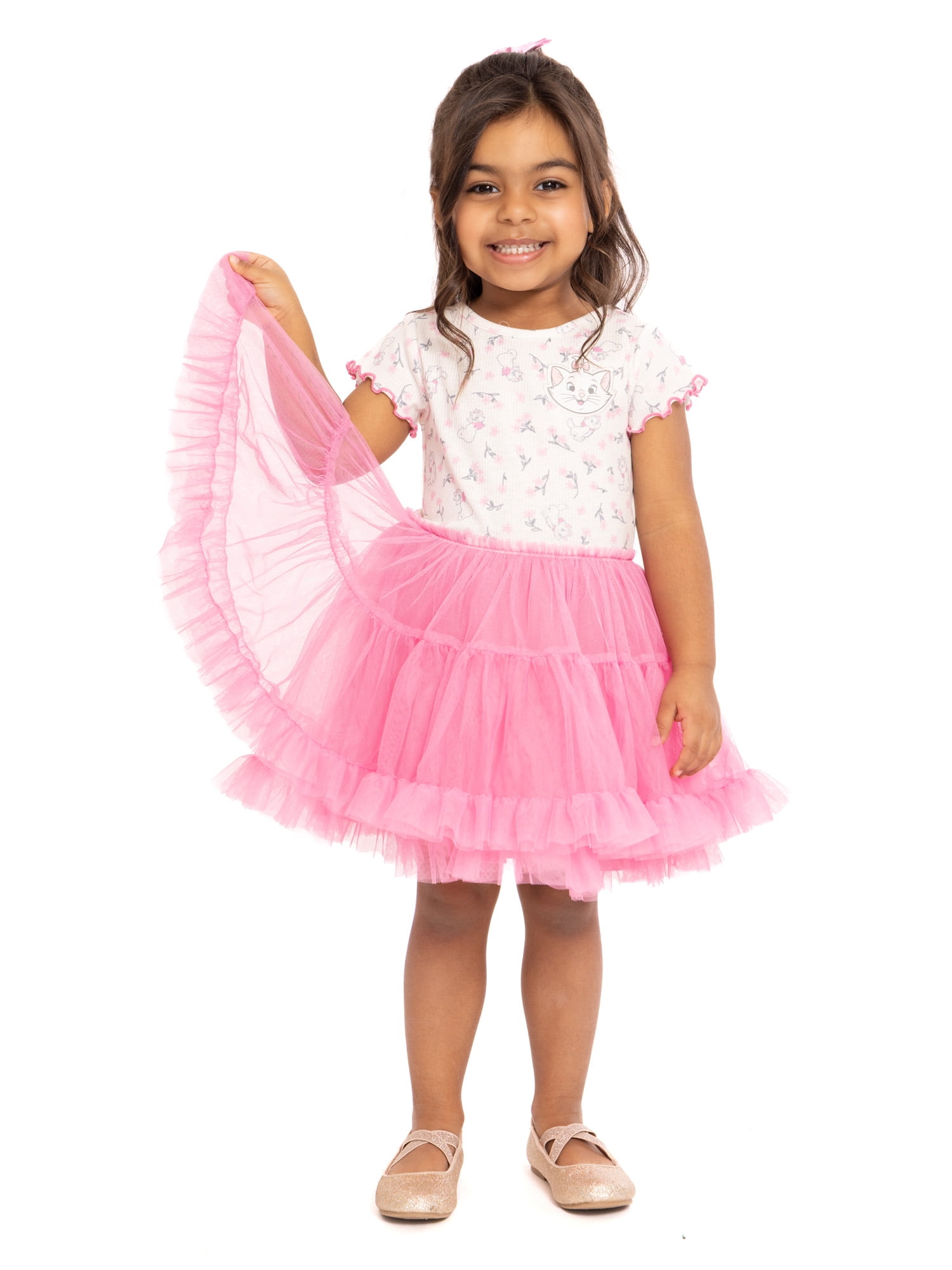 Disney Classics Marie Toddler Girls Graphic Tutu Dress with Short Sleeves, Sizes 12M-5T