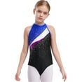 thumbnail image 3 of iiniim Kids Girls Gymnastics Sleeveless Leotard with Hair Band Cross Back Vest and Waistband Shorts Royal Blue 12, 3 of 7