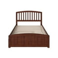 thumbnail image 3 of Leo & Lacey Transitional Solid Wood Urban Full Trundle Platform Bed in Walnut, 3 of 9