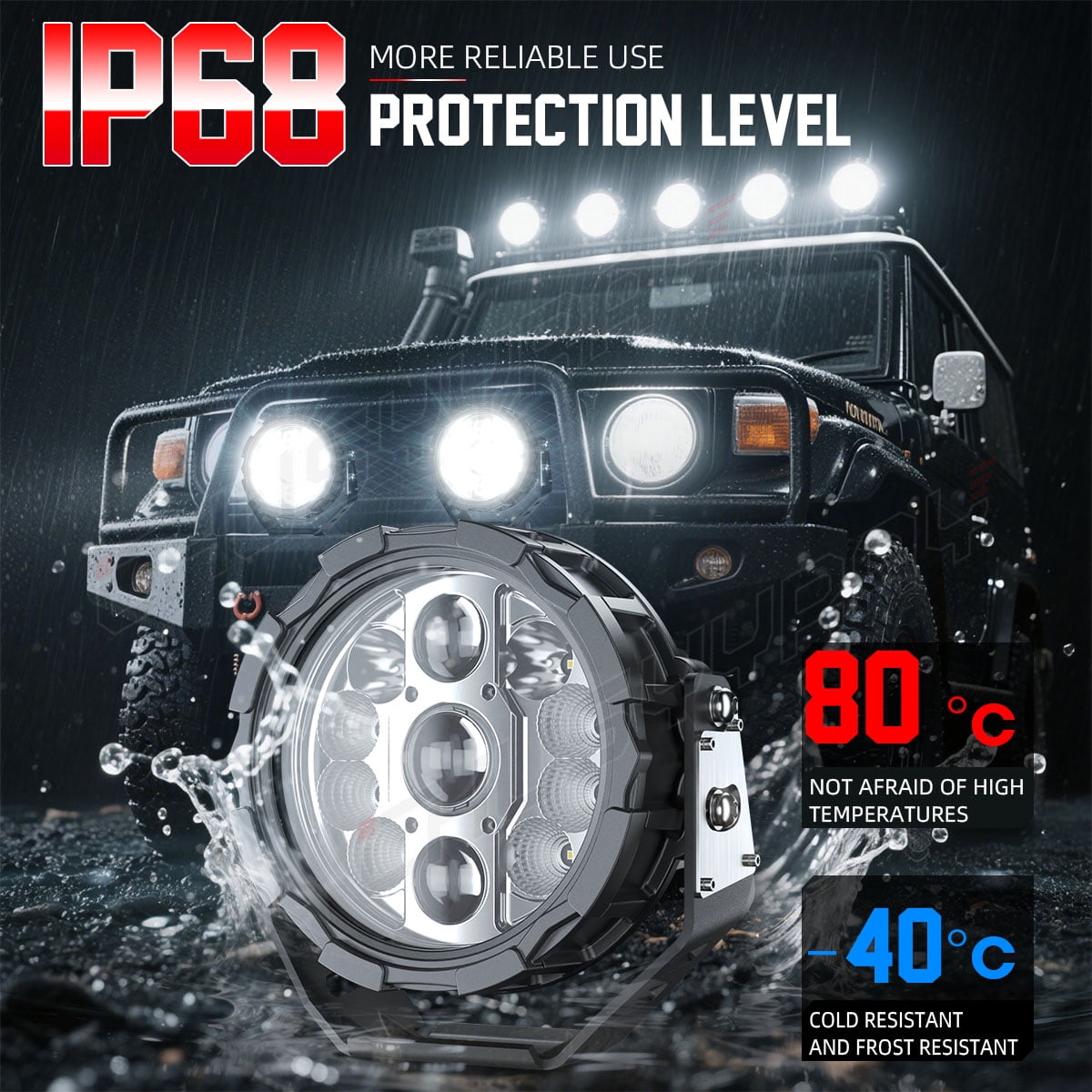CHUSYYRAY Pickup Truck SUV Marive SUV 7" LED Work Lights Offroad Driving Fog Pods 2 Pack