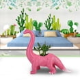 thumbnail image 2 of Mini bonsái suculento para decoración del hogar y la oficina Adorable maceta de cactus con forma de dinosaurio rosa, 2 of 8