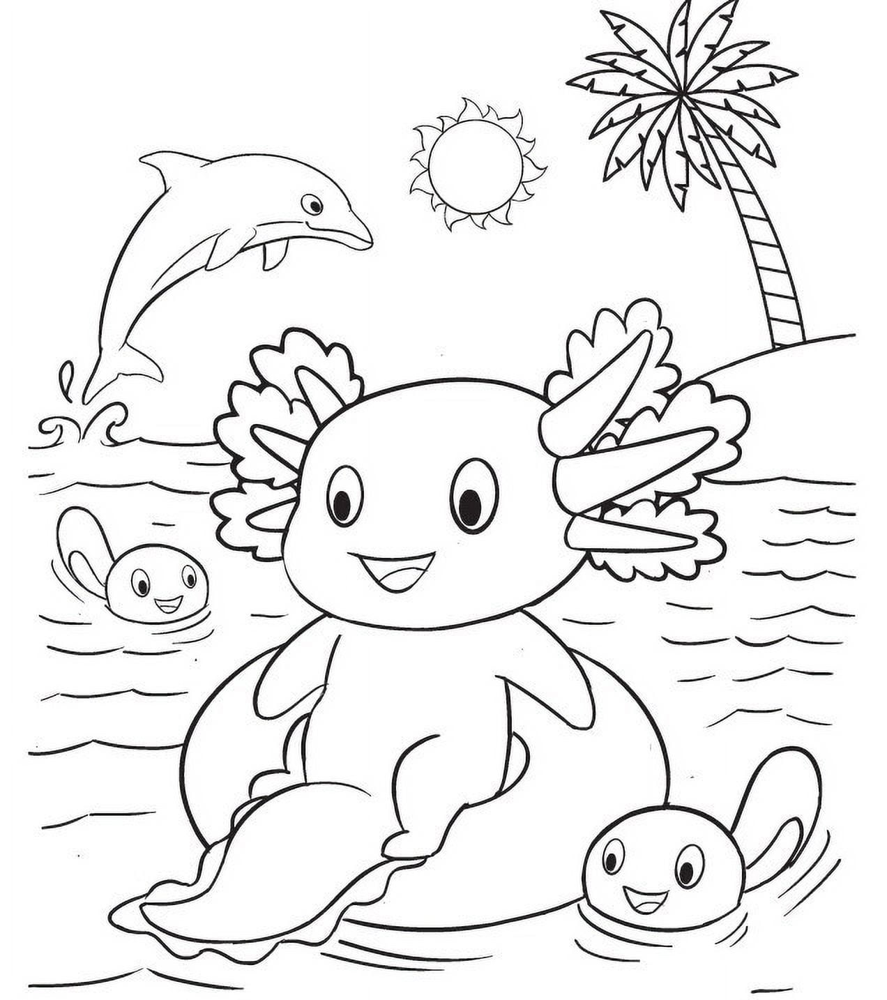 Kaleidoscope Sticker Coloring Amazing Axolotls Book Children Ages 6 and up, 72 Pages