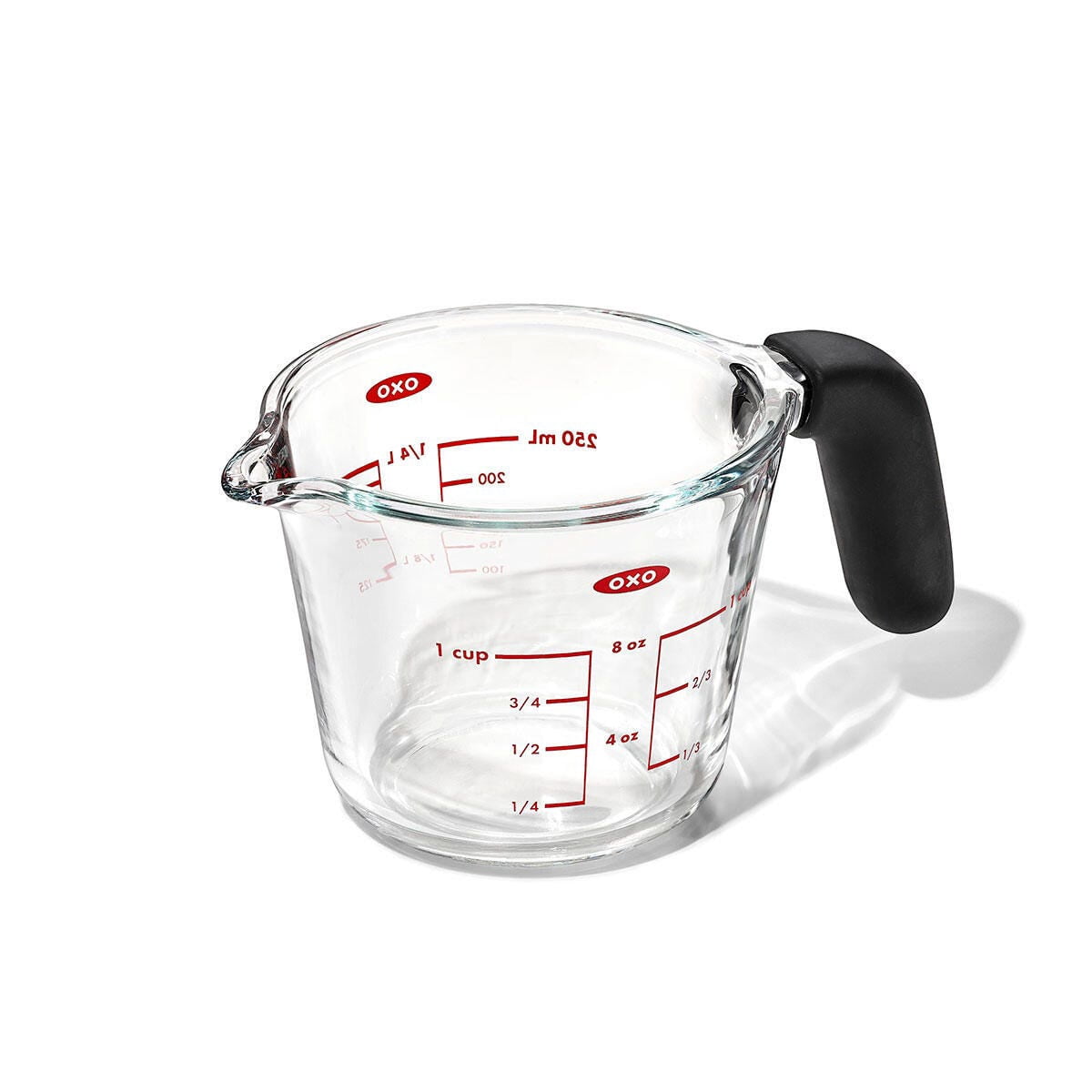 OXO 1 Cup Glass Measuring Cup, Easy-Read Measurement Markings Cup for Cooking, Baking & Liquid Ingredients
