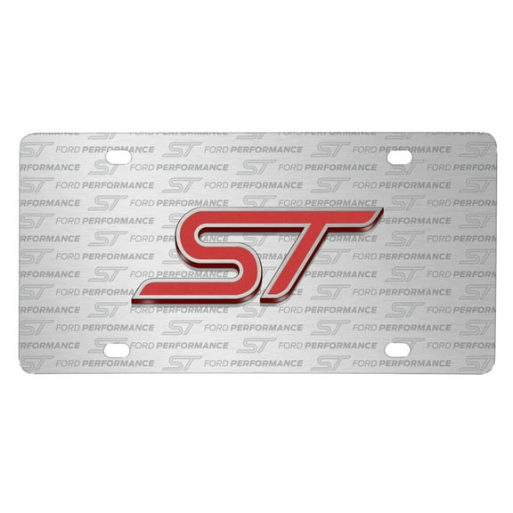 Ford Focus ST 3D Logo on Logo Pattern Brushed Aluminum License Plate