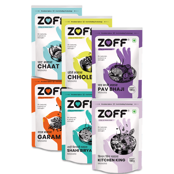 Zoff Masala-E-Darbar Kit, Pure & Natural Indian Spices & Seasonings | Chhole Masala, Kitchen King Masala, Pavbhaji Masala, Chaat Masala, Garam Masala, Shahi Biryani Masala