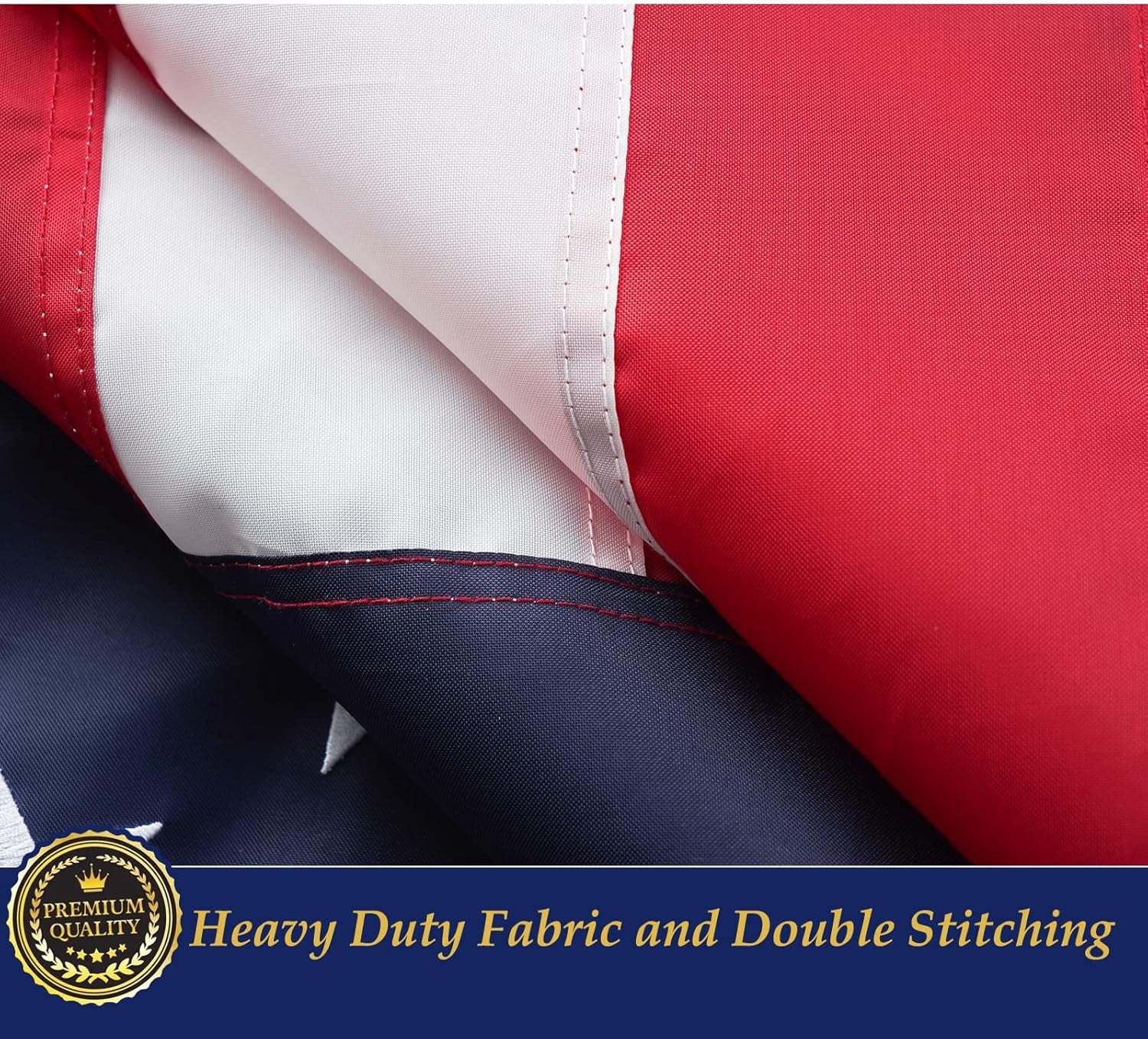 FLAGWIN American Flag 3x5 Indoor, USA Flag 3x5 FT with Gold Fringe, Embroidered Sewn Stars American Flags Heavy Duty Nylon 3 x 5 Us Flags for Inside, 3 by 5 American Flag with Sleeve