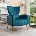 thumbnail image 1 of Silla de acento de terciopelo con patas de metal, sillón tapizado moderno, silla lateral de espalda para salón dormitorio pequeños espacios, 1 of 5