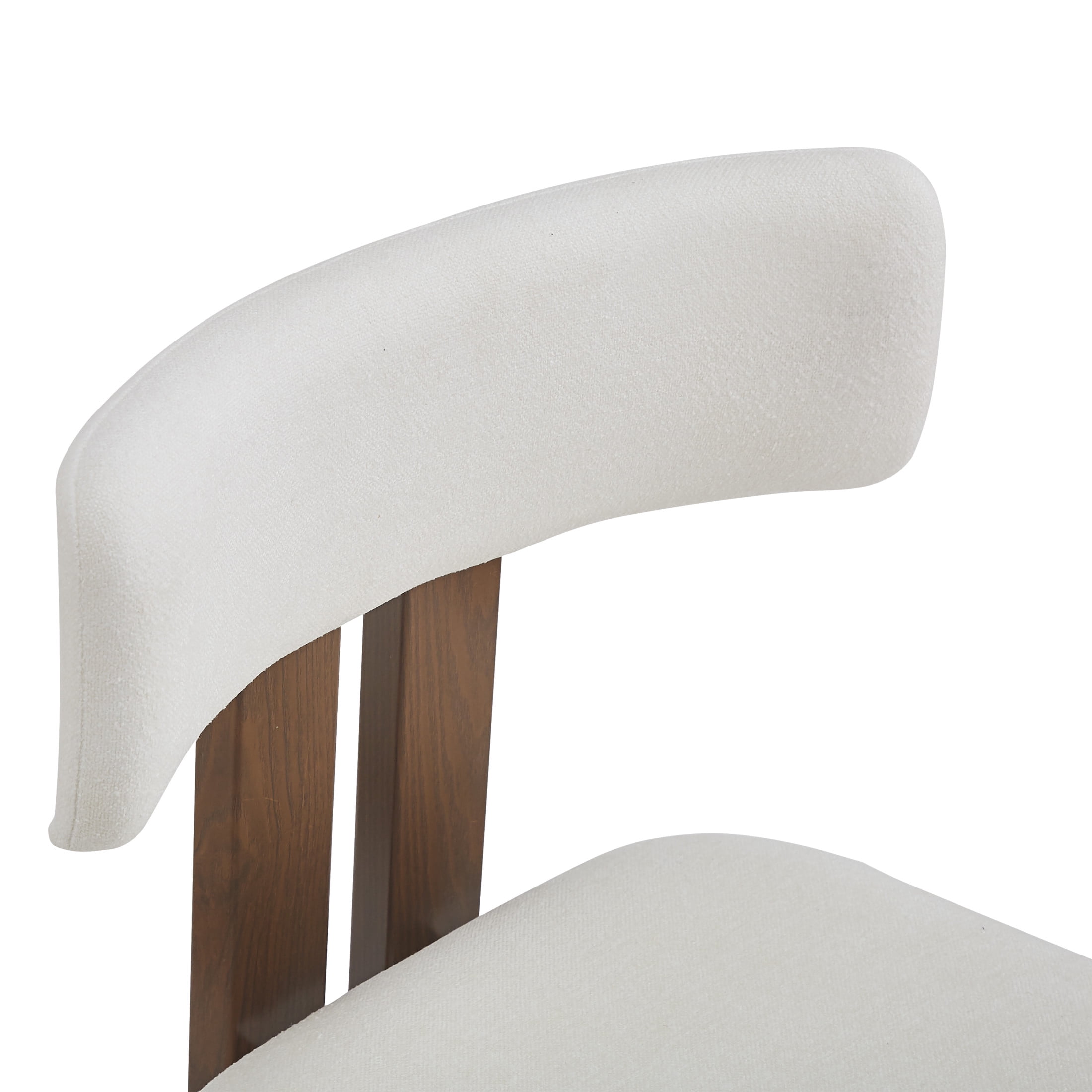 Simplicity Armless Dining Chairs with U-Shaped Seats & Metal Legs, White+Dark Brown, Set of 2