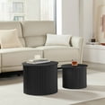 thumbnail image 6 of Wirrytor Round Coffee Table Sets 2 Pieces, Wood Fluted Coffee Table with Storage, for Living Room Bedroom, Apartment(Black), 6 of 8
