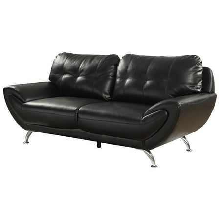 Furniture Of America Wade Leather Tufted Sofa In Black